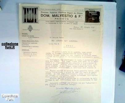 Documento Premiata Fabbrica Pontificia Organi da Chiesa 1936
